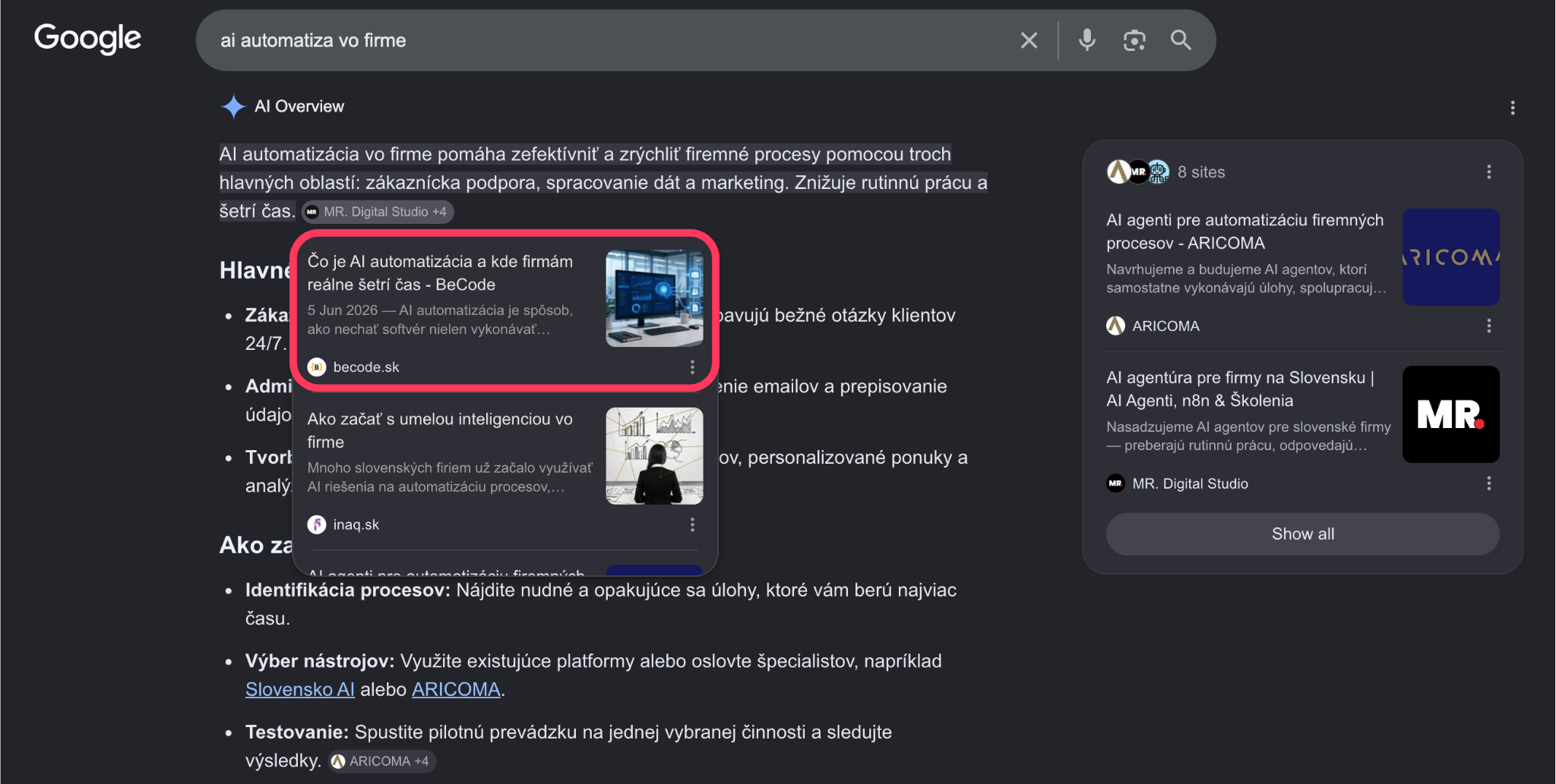 AI Overview: AI automatizácia vo firme