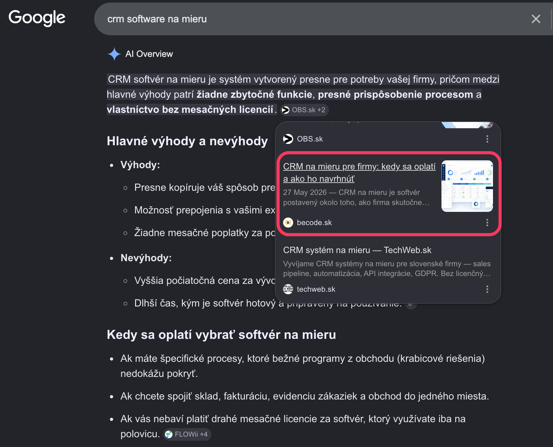 AI Overview: CRM software na mieru